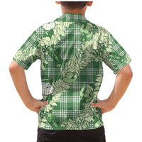Green Palaka Hawaii Cowboy Christmas Family Matching Mermaid Dress and Hawaiian Shirt Paniolo Mix Maile Lei LT7 - Polynesian Pride