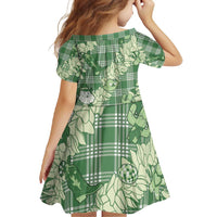 Green Palaka Hawaii Cowboy Christmas Family Matching Off Shoulder Maxi Dress and Hawaiian Shirt Paniolo Mix Maile Lei LT7 - Polynesian Pride