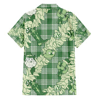 Green Palaka Hawaii Cowboy Christmas Family Matching Off Shoulder Short Dress and Hawaiian Shirt Paniolo Mix Maile Lei LT7 - Polynesian Pride