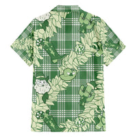 Green Palaka Hawaii Cowboy Christmas Family Matching Short Sleeve Bodycon Dress and Hawaiian Shirt Paniolo Mix Maile Lei LT7 - Polynesian Pride