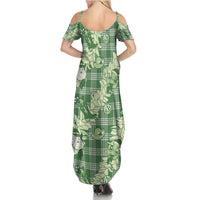 Green Palaka Hawaii Cowboy Christmas Family Matching Summer Maxi Dress and Hawaiian Shirt Paniolo Mix Maile Lei LT7 - Polynesian Pride