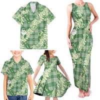 Green Palaka Hawaii Cowboy Christmas Family Matching Tank Maxi Dress and Hawaiian Shirt Paniolo Mix Maile Lei LT7 - Polynesian Pride