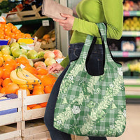 Green Palaka Hawaii Cowboy Christmas Grocery Bag Paniolo Mix Maile Lei - Polynesian Pride