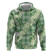 Green Palaka Hawaii Cowboy Christmas Hoodie Paniolo Mix Maile Lei - Polynesian Pride