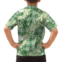 Green Palaka Hawaii Cowboy Christmas Kid Hawaiian Shirt Paniolo Mix Maile Lei - Polynesian Pride