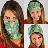 Green Palaka Hawaii Cowboy Christmas Neck Gaiter Paniolo Mix Maile Lei - Polynesian Pride