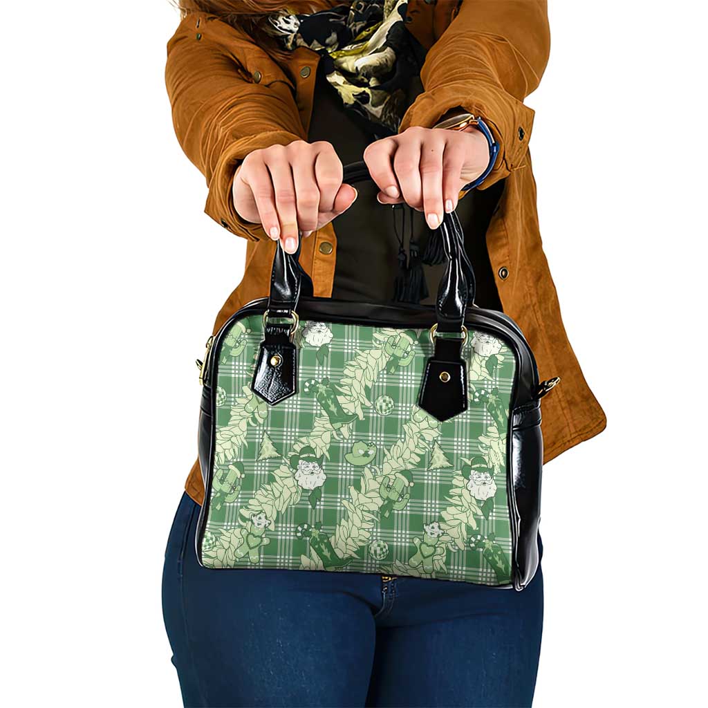 Green Palaka Hawaii Cowboy Christmas Shoulder Handbag Paniolo Mix Maile Lei - Polynesian Pride