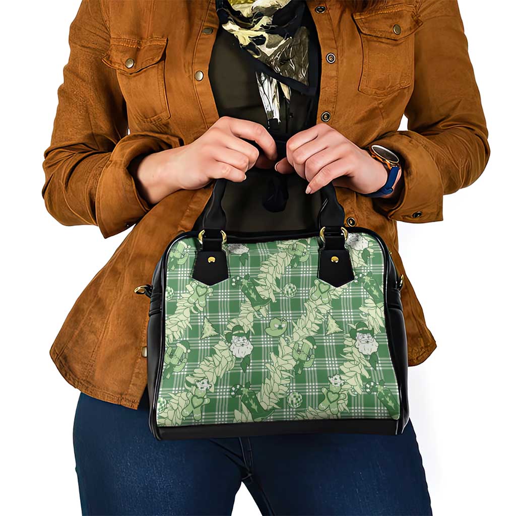 Green Palaka Hawaii Cowboy Christmas Shoulder Handbag Paniolo Mix Maile Lei LT7 - Polynesian Pride