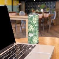 Green Palaka Hawaii Cowboy Christmas Skinny Tumbler Paniolo Mix Maile Lei - Polynesian Pride