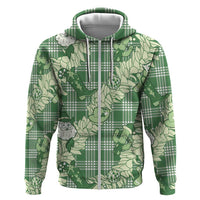 Green Palaka Hawaii Cowboy Christmas Zip Hoodie Paniolo Mix Maile Lei LT7 Zip Hoodie Green - Polynesian Pride