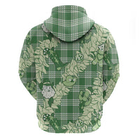 Green Palaka Hawaii Cowboy Christmas Zip Hoodie Paniolo Mix Maile Lei LT7 - Polynesian Pride