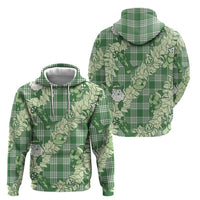 Green Palaka Hawaii Cowboy Christmas Zip Hoodie Paniolo Mix Maile Lei LT7 - Polynesian Pride