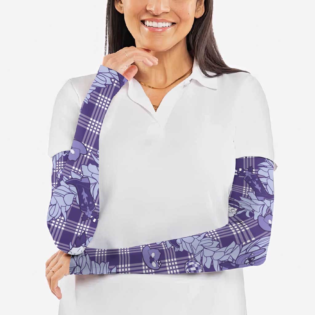 Purple Palaka Hawaii Cowboy Christmas Arm Sleeves Paniolo Mix Maile Lei - Polynesian Pride