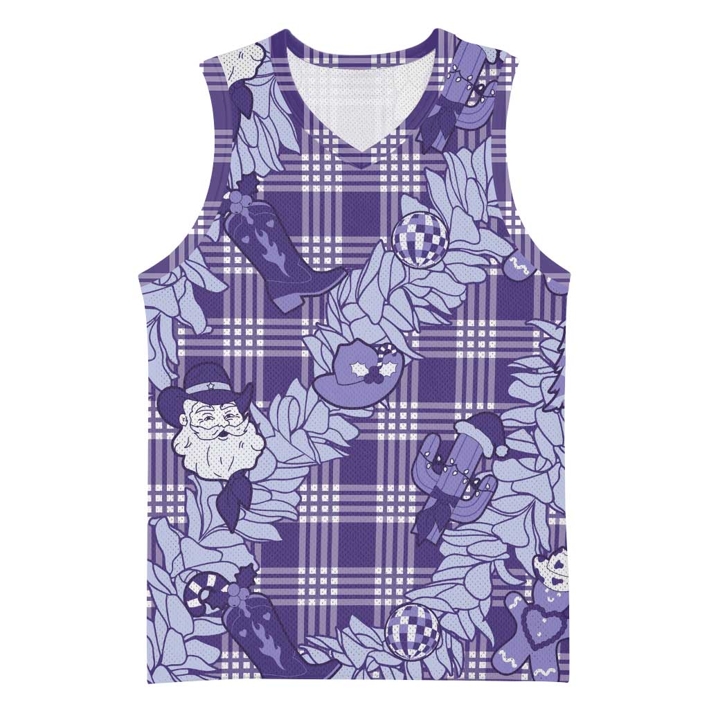 Purple Palaka Hawaii Cowboy Christmas Basketball Jersey Paniolo Mix Maile Lei LT7 Unisex Purple - Polynesian Pride