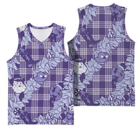 Purple Palaka Hawaii Cowboy Christmas Basketball Jersey Paniolo Mix Maile Lei LT7 - Polynesian Pride