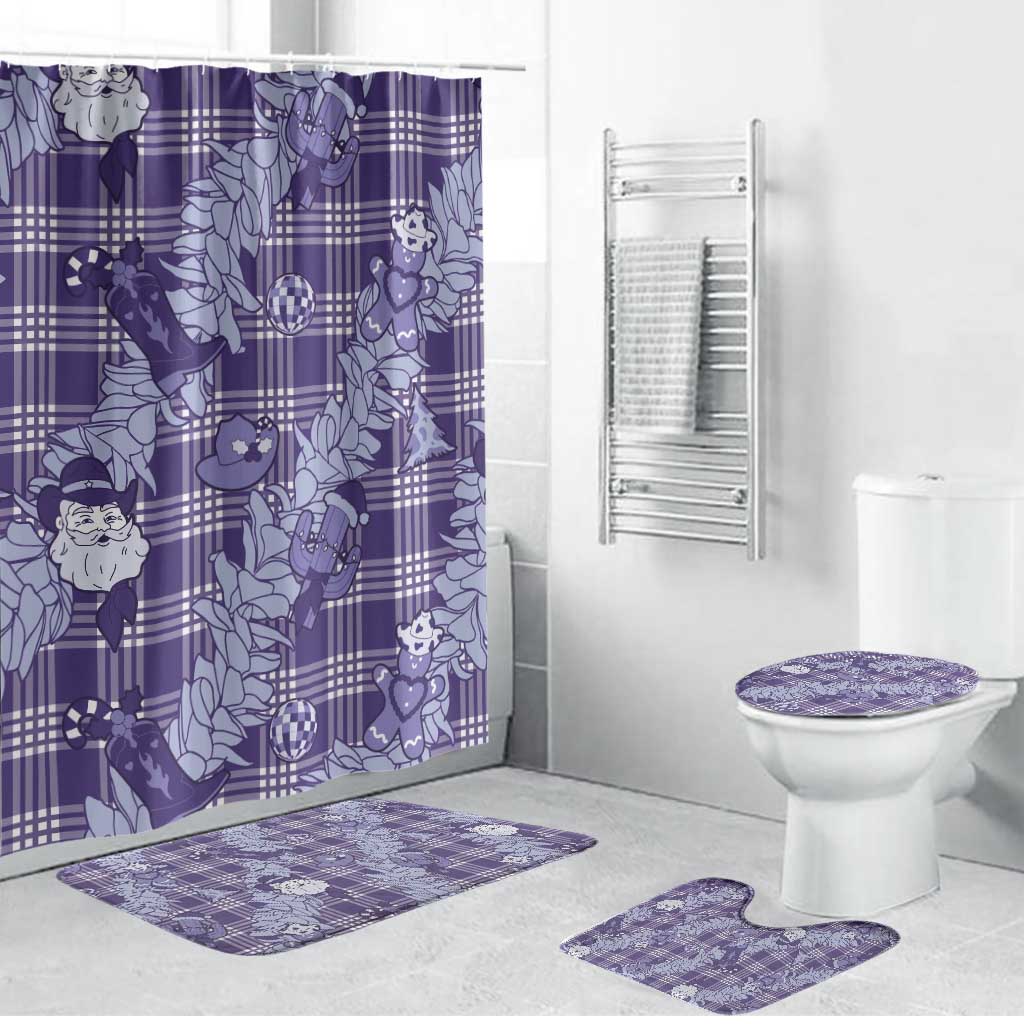 Purple Palaka Hawaii Cowboy Christmas Bathroom Set Paniolo Mix Maile Lei LT7 Bathroom Set (4 pcs) Purple - Polynesian Pride