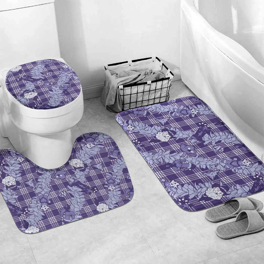 Purple Palaka Hawaii Cowboy Christmas Bathroom Set Paniolo Mix Maile Lei LT7 Mat Set Only (3 pcs) One Size Purple - Polynesian Pride