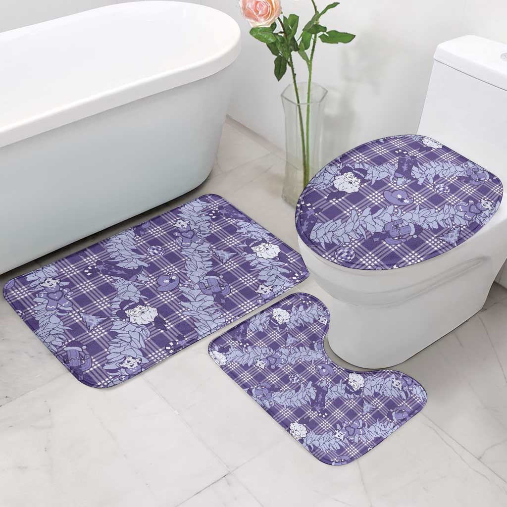 Purple Palaka Hawaii Cowboy Christmas Bathroom Set Paniolo Mix Maile Lei LT7 - Polynesian Pride
