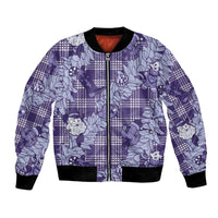 Purple Palaka Hawaii Cowboy Christmas Bomber Jacket Paniolo Mix Maile Lei LT7 Unisex Purple - Polynesian Pride