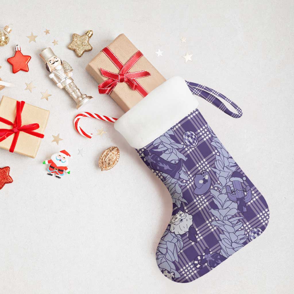 Purple Palaka Hawaii Cowboy Christmas Stocking Paniolo Mix Maile Lei - Polynesian Pride