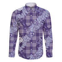 Purple Palaka Hawaii Cowboy Christmas Family Matching Long Sleeve Bodycon Dress and Hawaiian Shirt Paniolo Mix Maile Lei LT7 Dad's Shirt - Long Sleeve Purple - Polynesian Pride