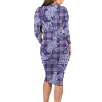 Purple Palaka Hawaii Cowboy Christmas Family Matching Long Sleeve Bodycon Dress and Hawaiian Shirt Paniolo Mix Maile Lei LT7 - Polynesian Pride