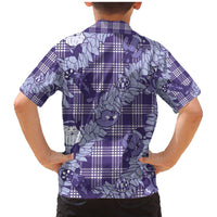 Purple Palaka Hawaii Cowboy Christmas Family Matching Mermaid Dress and Hawaiian Shirt Paniolo Mix Maile Lei LT7 - Polynesian Pride