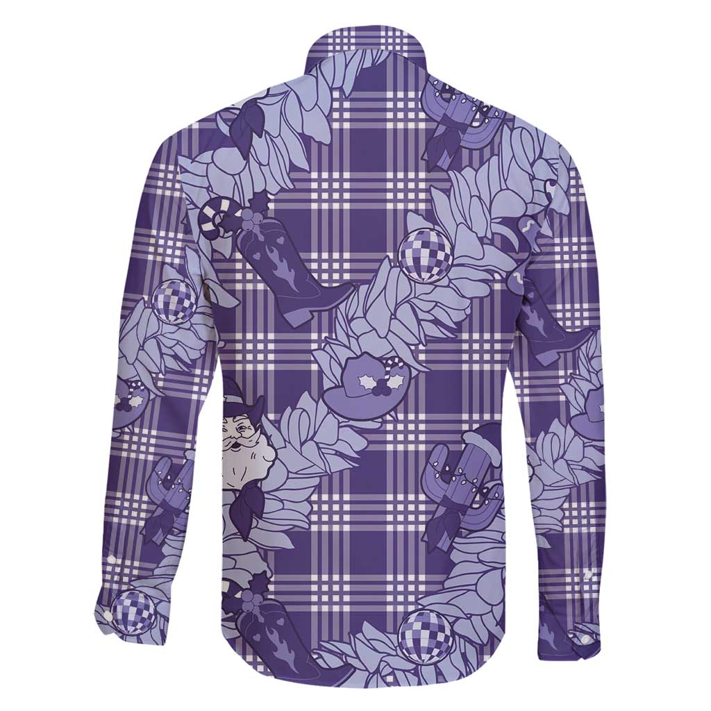 Purple Palaka Hawaii Cowboy Christmas Family Matching Mermaid Dress and Hawaiian Shirt Paniolo Mix Maile Lei LT7 - Polynesian Pride