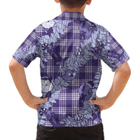 Purple Palaka Hawaii Cowboy Christmas Family Matching Off The Shoulder Long Sleeve Dress and Hawaiian Shirt Paniolo Mix Maile Lei LT7 - Polynesian Pride