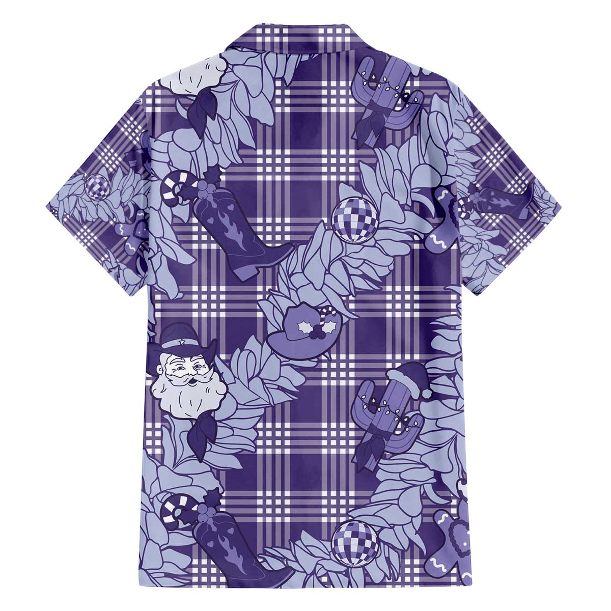 Purple Palaka Hawaii Cowboy Christmas Family Matching Off The Shoulder Long Sleeve Dress and Hawaiian Shirt Paniolo Mix Maile Lei LT7 - Polynesian Pride
