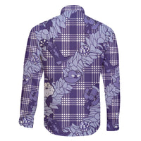 Purple Palaka Hawaii Cowboy Christmas Family Matching Off The Shoulder Long Sleeve Dress and Hawaiian Shirt Paniolo Mix Maile Lei LT7 - Polynesian Pride