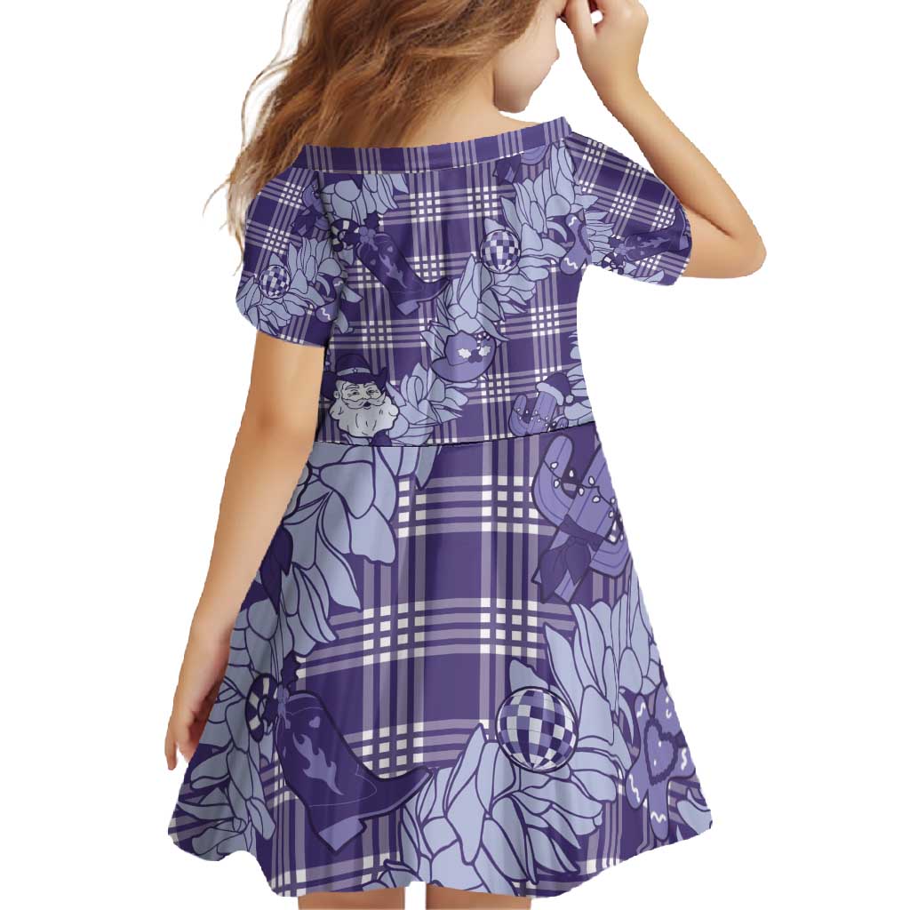 Purple Palaka Hawaii Cowboy Christmas Family Matching Off Shoulder Maxi Dress and Hawaiian Shirt Paniolo Mix Maile Lei LT7 - Polynesian Pride