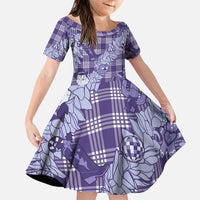Purple Palaka Hawaii Cowboy Christmas Family Matching Puletasi and Hawaiian Shirt Paniolo Mix Maile Lei LT7 Daughter's Dress Purple - Polynesian Pride