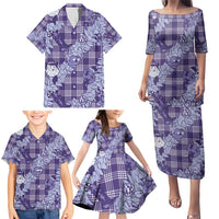 Purple Palaka Hawaii Cowboy Christmas Family Matching Puletasi and Hawaiian Shirt Paniolo Mix Maile Lei LT7 - Polynesian Pride