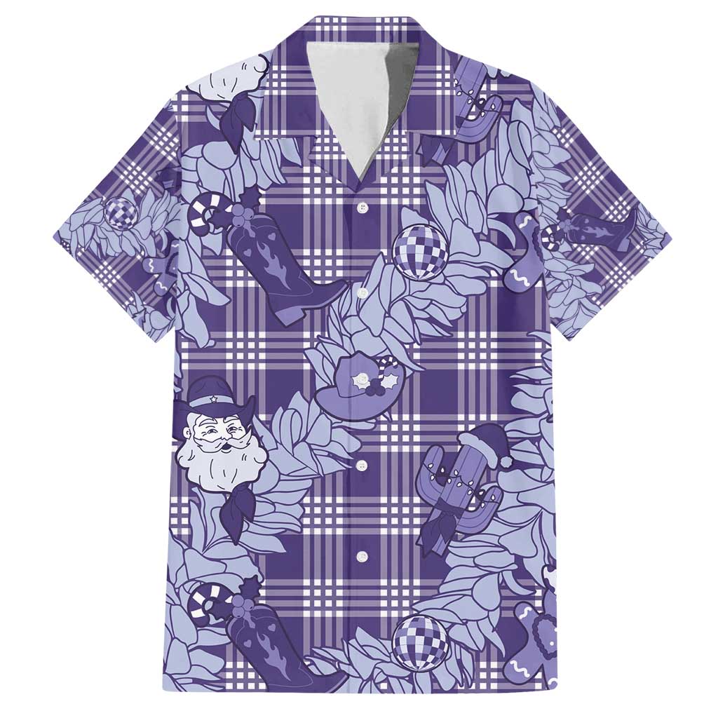 Purple Palaka Hawaii Cowboy Christmas Family Matching Puletasi and Hawaiian Shirt Paniolo Mix Maile Lei LT7 Dad's Shirt - Short Sleeve Purple - Polynesian Pride