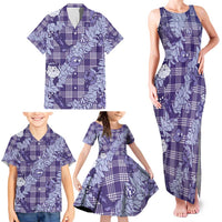 Purple Palaka Hawaii Cowboy Christmas Family Matching Tank Maxi Dress and Hawaiian Shirt Paniolo Mix Maile Lei LT7 - Polynesian Pride