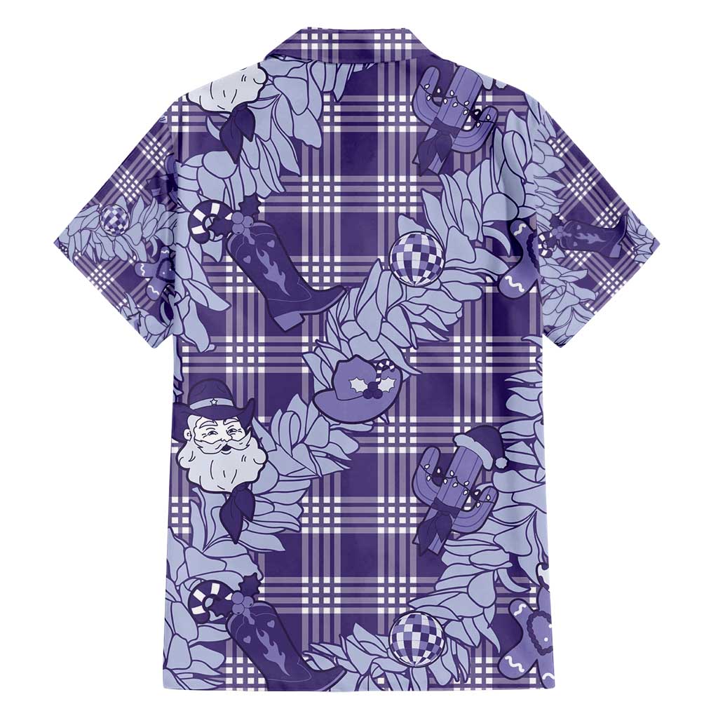 Purple Palaka Hawaii Cowboy Christmas Family Matching Tank Maxi Dress and Hawaiian Shirt Paniolo Mix Maile Lei LT7 - Polynesian Pride
