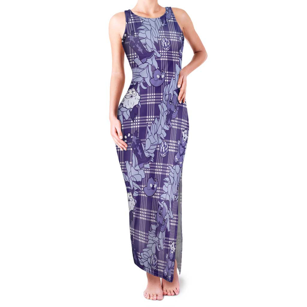 Purple Palaka Hawaii Cowboy Christmas Family Matching Tank Maxi Dress and Hawaiian Shirt Paniolo Mix Maile Lei LT7 Mom's Dress Purple - Polynesian Pride