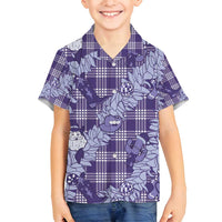 Purple Palaka Hawaii Cowboy Christmas Family Matching Tank Maxi Dress and Hawaiian Shirt Paniolo Mix Maile Lei LT7 Son's Shirt Purple - Polynesian Pride