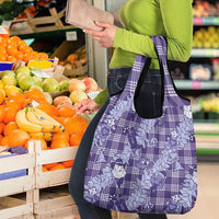 Purple Palaka Hawaii Cowboy Christmas Grocery Bag Paniolo Mix Maile Lei - Polynesian Pride