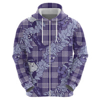 Purple Palaka Hawaii Cowboy Christmas Hoodie Paniolo Mix Maile Lei - Polynesian Pride