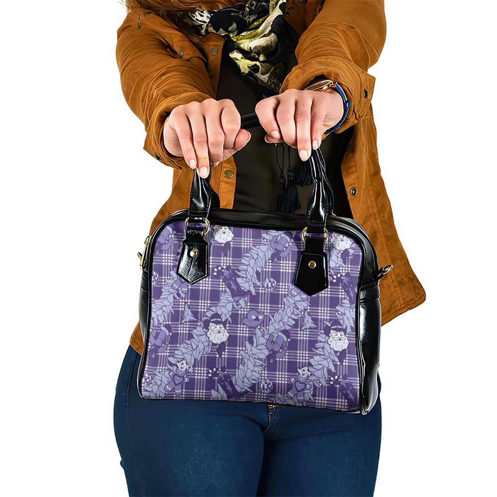 Purple Palaka Hawaii Cowboy Christmas Shoulder Handbag Paniolo Mix Maile Lei - Polynesian Pride