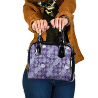 Purple Palaka Hawaii Cowboy Christmas Shoulder Handbag Paniolo Mix Maile Lei - Polynesian Pride
