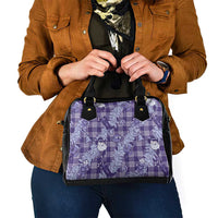 Purple Palaka Hawaii Cowboy Christmas Shoulder Handbag Paniolo Mix Maile Lei - Polynesian Pride