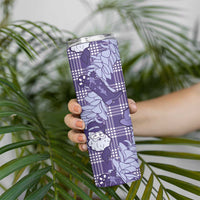Purple Palaka Hawaii Cowboy Christmas Skinny Tumbler Paniolo Mix Maile Lei LT7 - Polynesian Pride