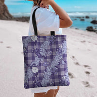 Purple Palaka Hawaii Cowboy Christmas Tote Bag Paniolo Mix Maile Lei - Polynesian Pride