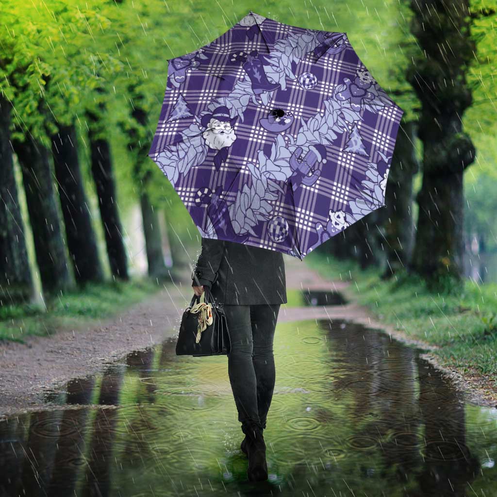 Purple Palaka Hawaii Cowboy Christmas Umbrella Paniolo Mix Maile Lei - Polynesian Pride