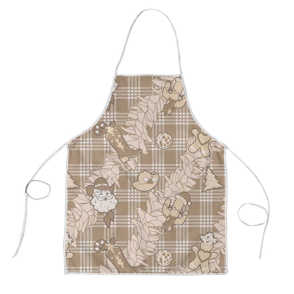 Khaki Palaka Hawaii Cowboy Christmas Apron Paniolo Mix Maile Lei LT7 Beige - Polynesian Pride