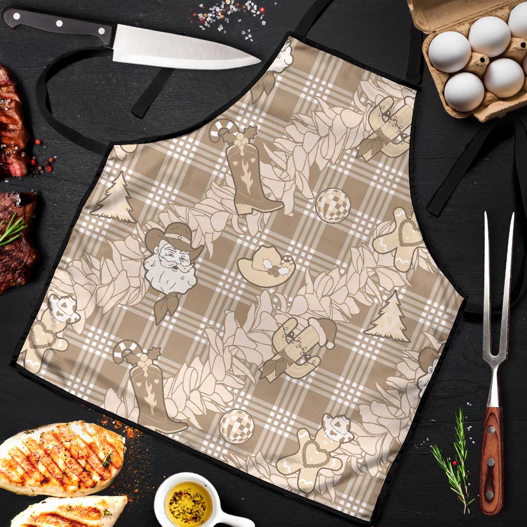 Khaki Palaka Hawaii Cowboy Christmas Apron Paniolo Mix Maile Lei LT7 Beige - Polynesian Pride