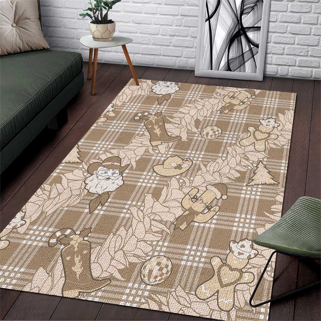 Khaki Palaka Hawaii Cowboy Christmas Area Rug Paniolo Mix Maile Lei LT7 Beige - Polynesian Pride